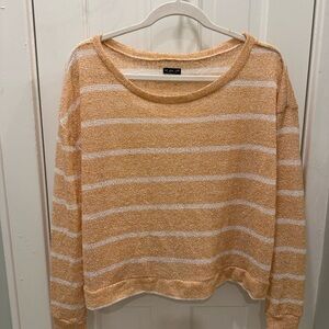 Urban Outfitters Peach and White Striped Crew Neck Sweater